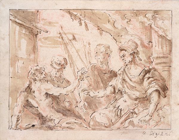 Attr. a Gaspare Diziani : Scena classica  - Inchiostro su carta - Auction ANTIQUES, AUTHORS OF XIX AND XX CENTURY - I - Galleria Pananti Casa d'Aste