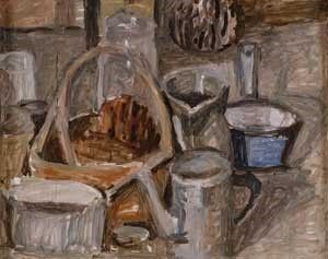 Mario Marcucci : Cesta, barattoli e brocca  - Olio su tavola - Auction ASTA A TEMPO - Autori dell'800-900, Moderni e Contemporanei, Grafica ed Edizioni - I - Galleria Pananti Casa d'Aste
