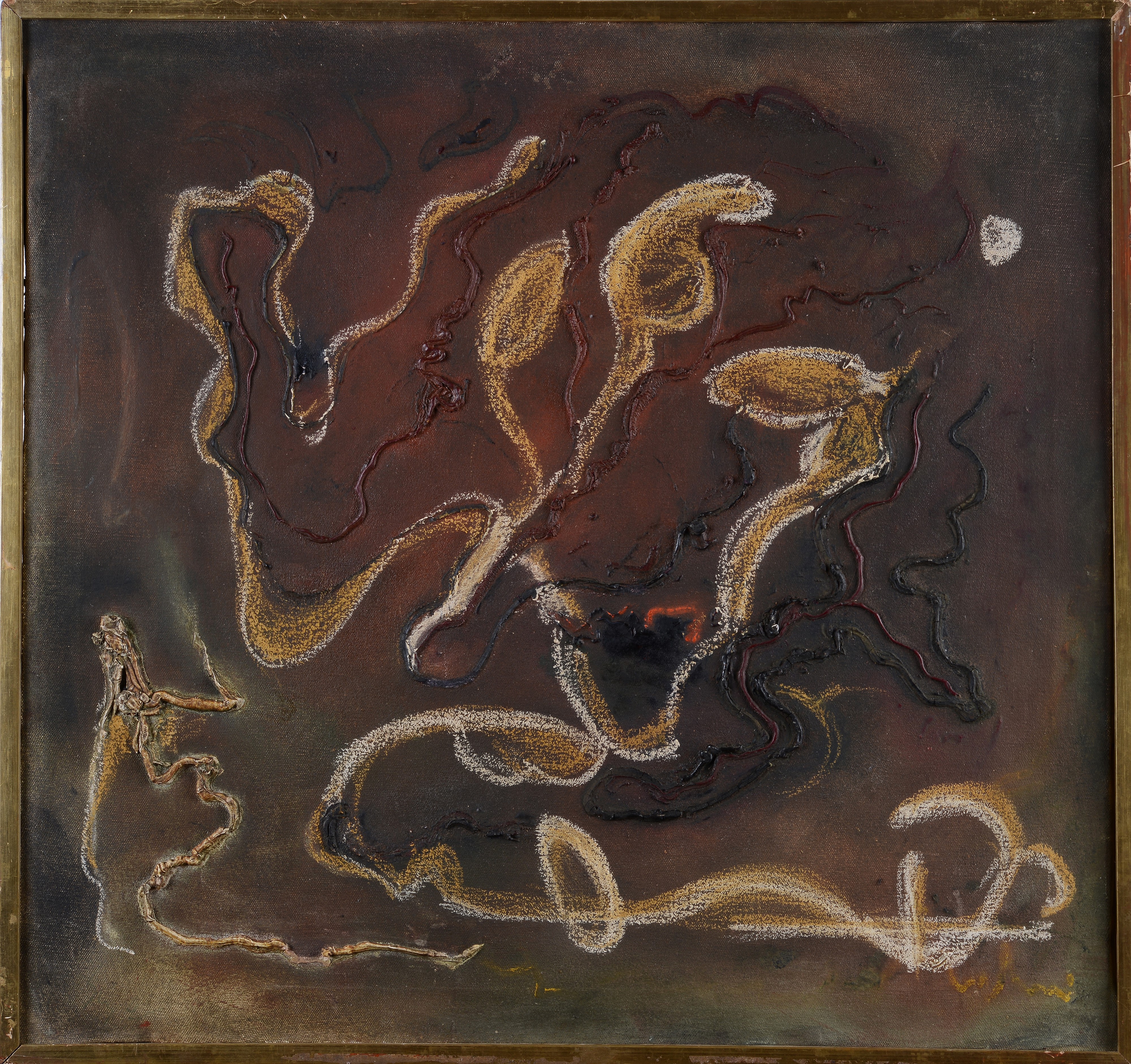 Georges Mathieu - Composizione, olio e pastelli su tela