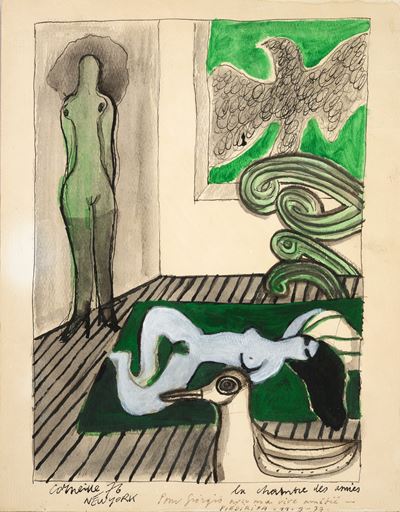 La chambre des amies, tecnica mista su cartoncino riportato su tela, 1976