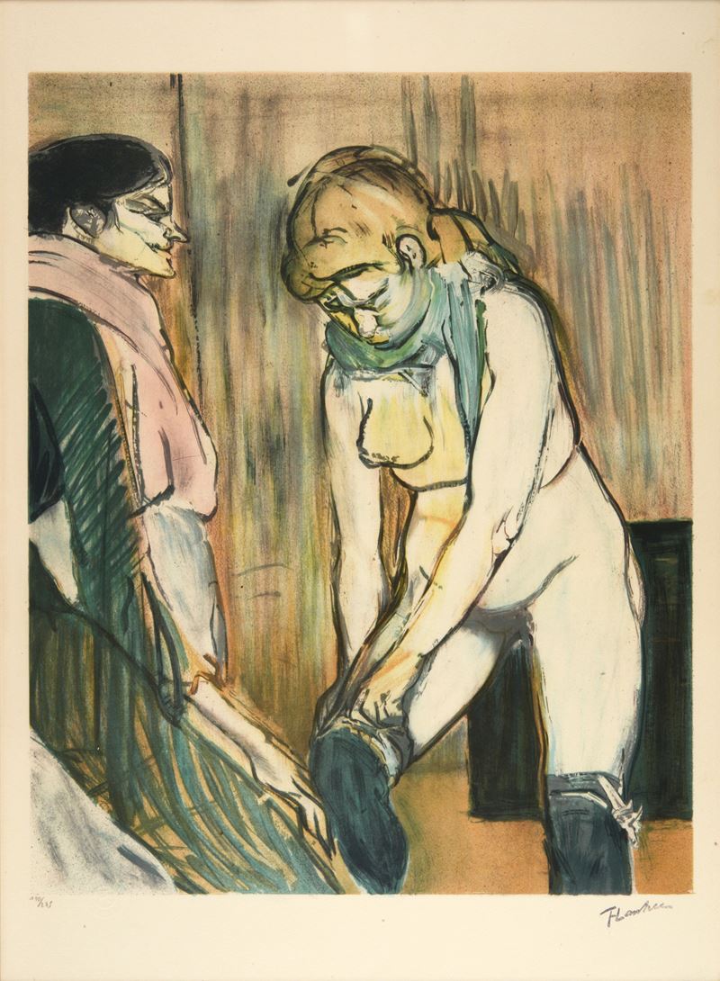 Femme qui tire son bas