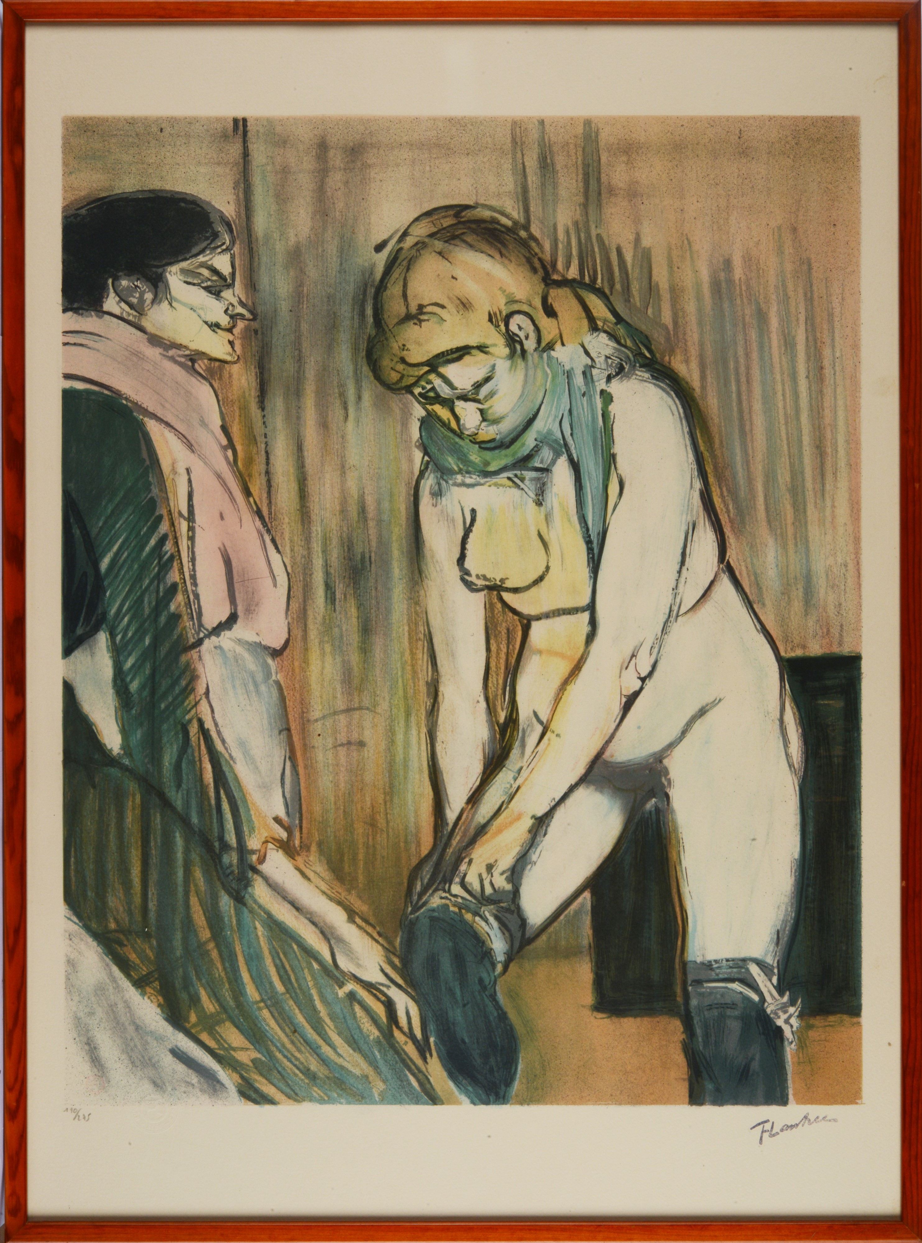 Femme qui tire son bas