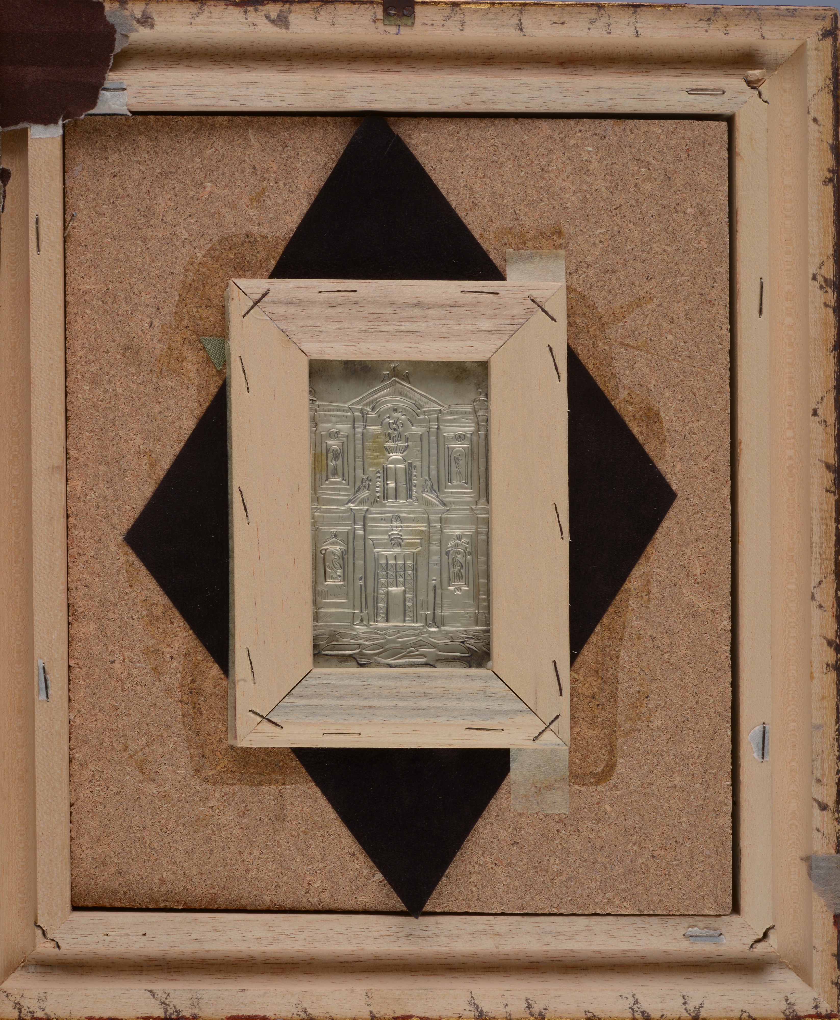 Composizione cubista con case e figure
