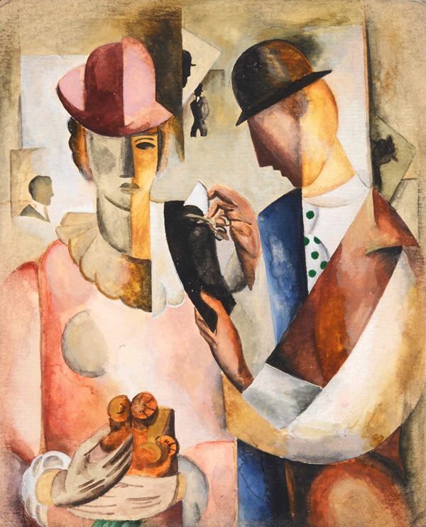 Anonimo, inizi XX sec. - Figures (Cubist Composition)