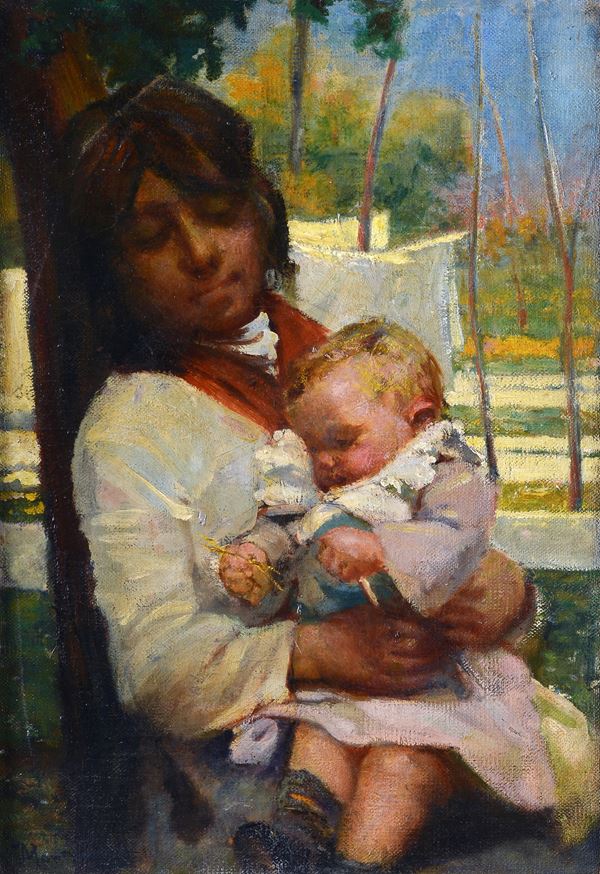 Anonimo, XX sec. - Girl with child