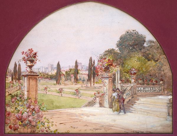 Eduardo Dalbono - Veduta di Portici (Villa Reale)