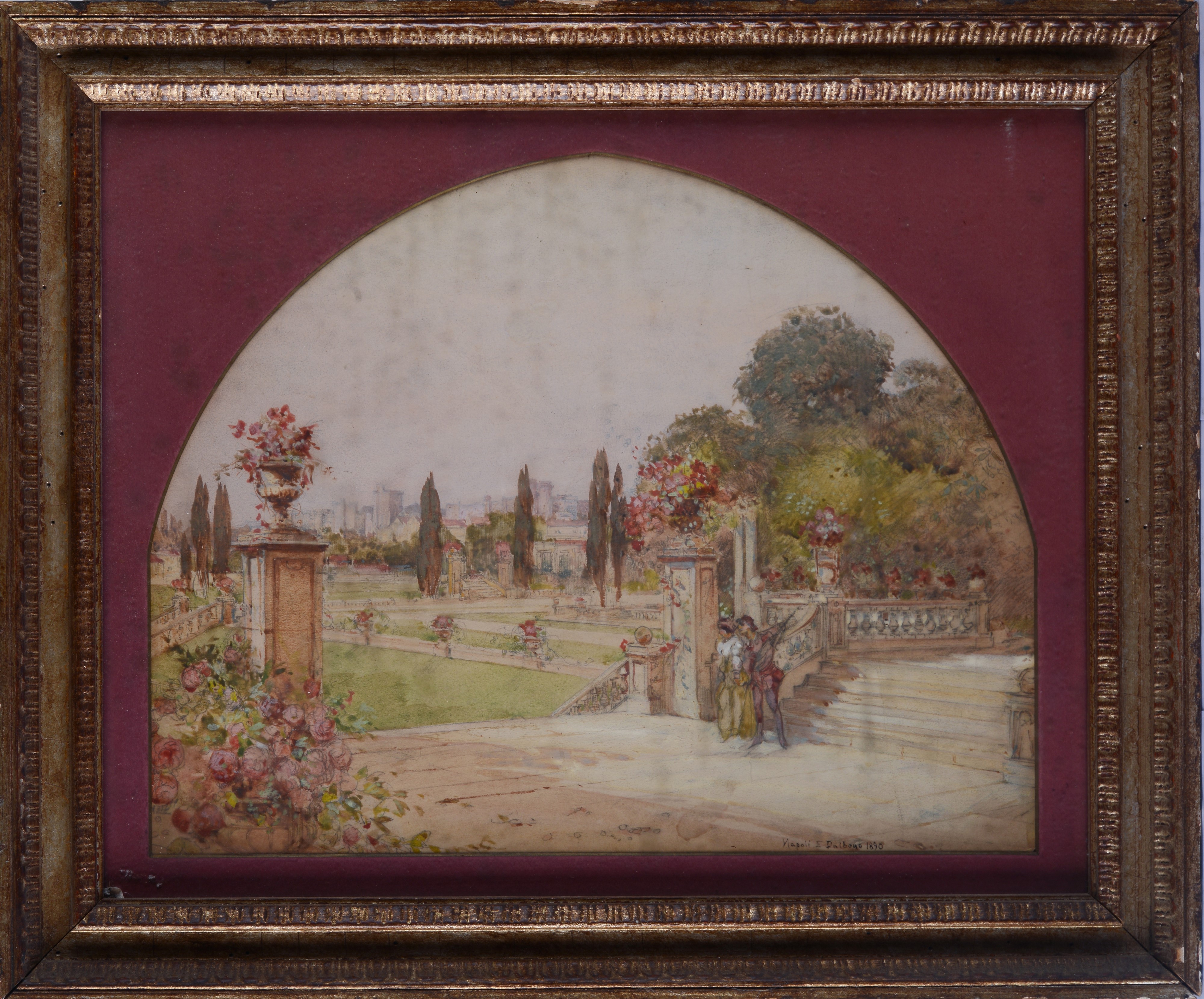 Eduardo Dalbono - Veduta di Portici (villa Reale)