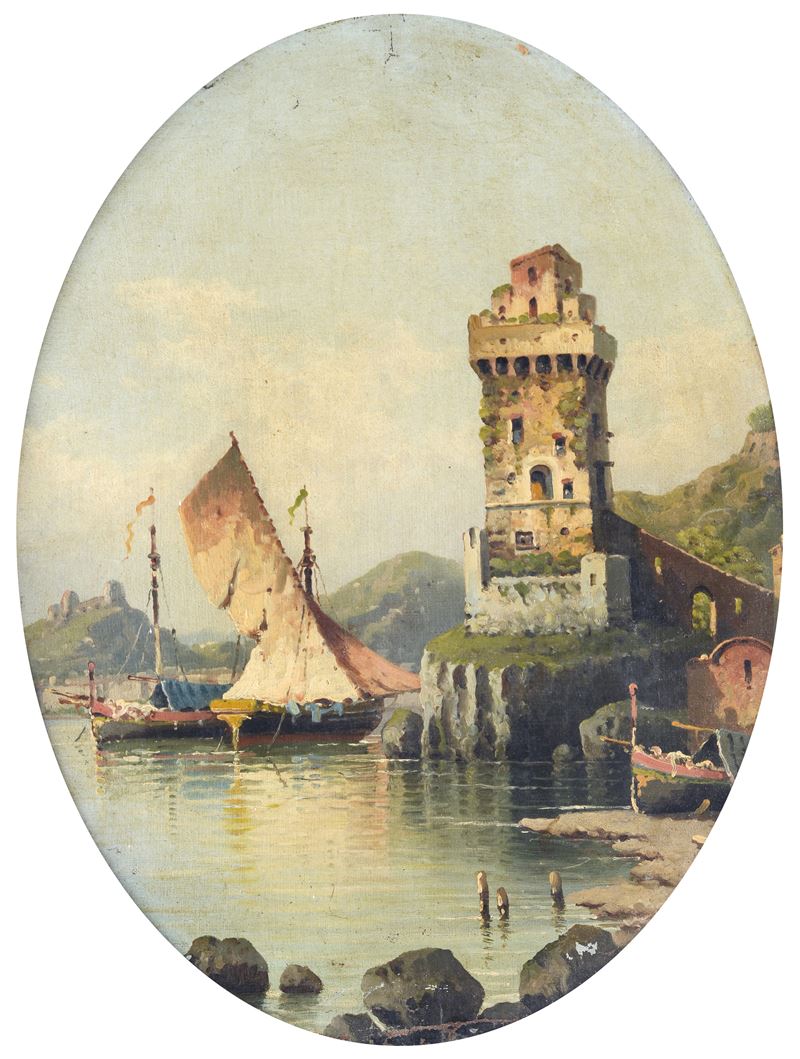 Scuola Napoletana, XIX Sec. - Torre di Cetara