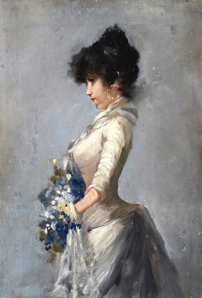 Ragazza con Bouquet di Fiori