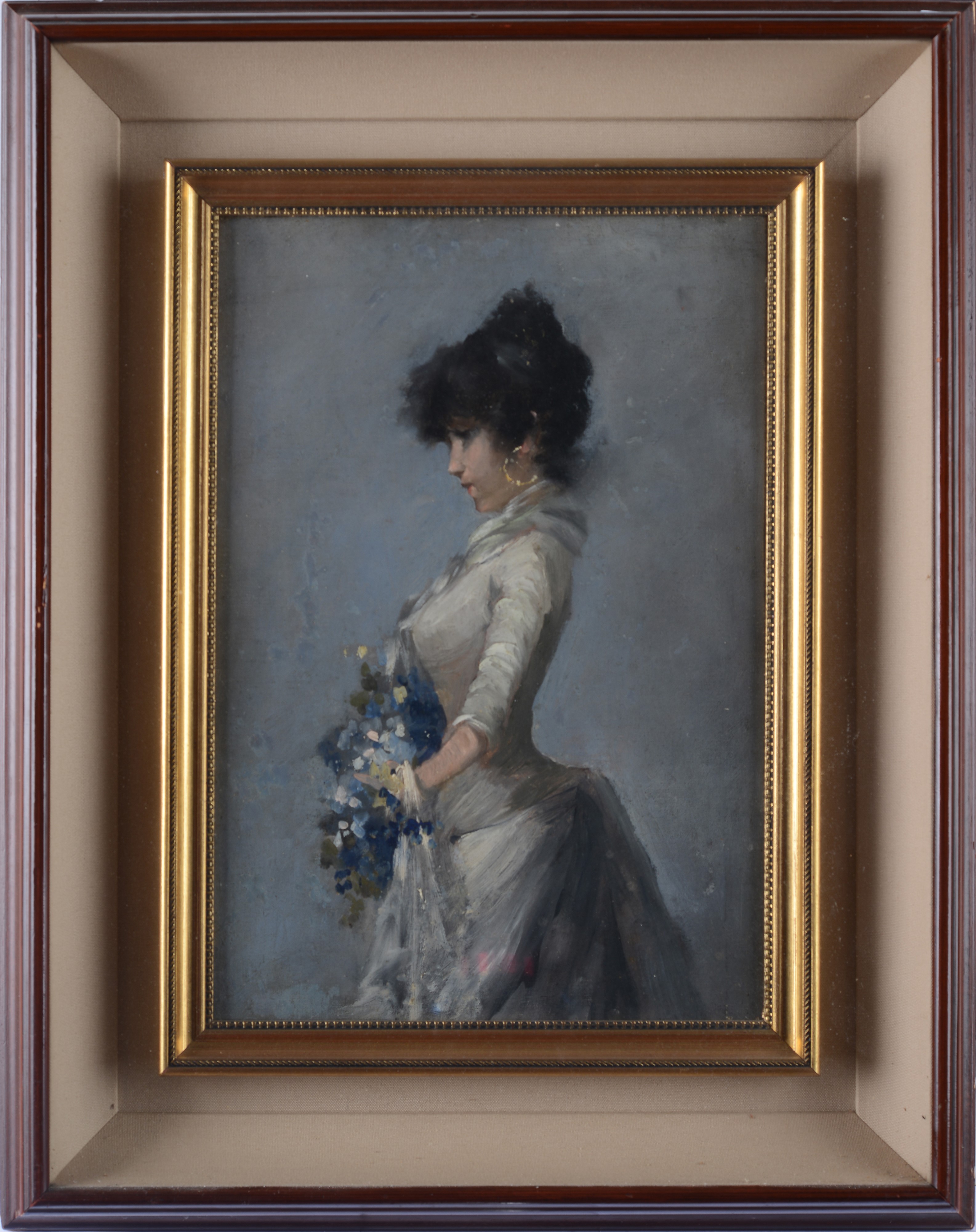 Maniera di Pietro Scoppetta - Ragazza con Bouquet di Fiori