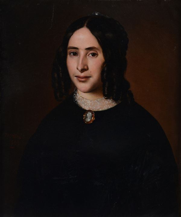 Anonimo, inizi XIX sec. - Ritratto di donna con cammeo