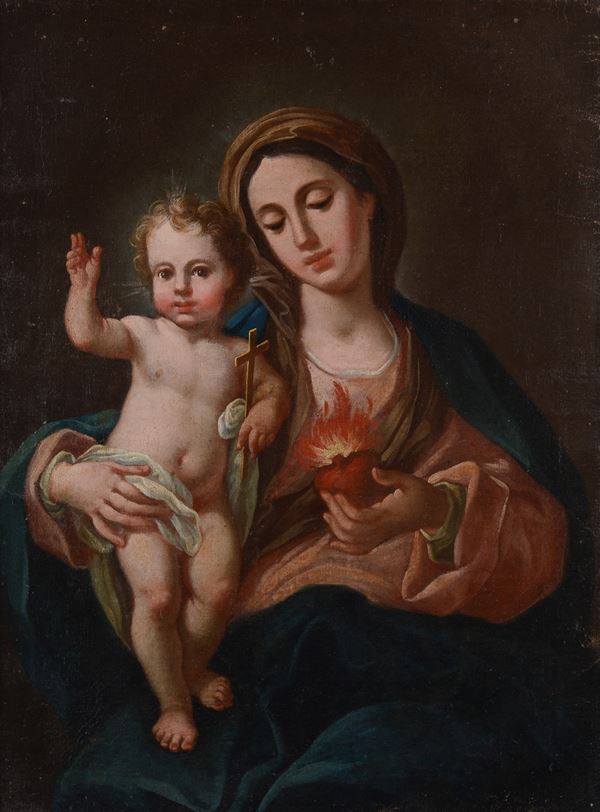 Scuola Romana, XVIII sec. - Madonna with Child