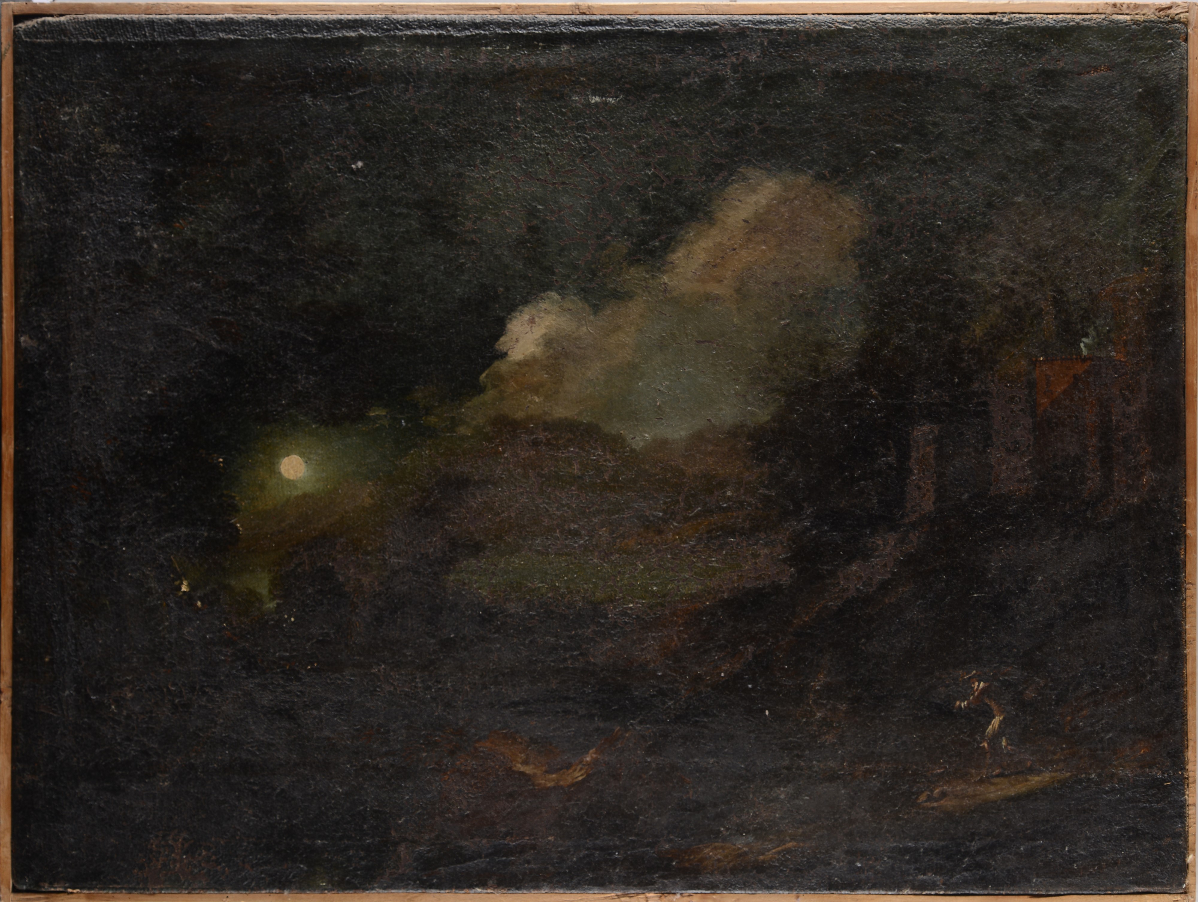 Notturno con figura e casolare