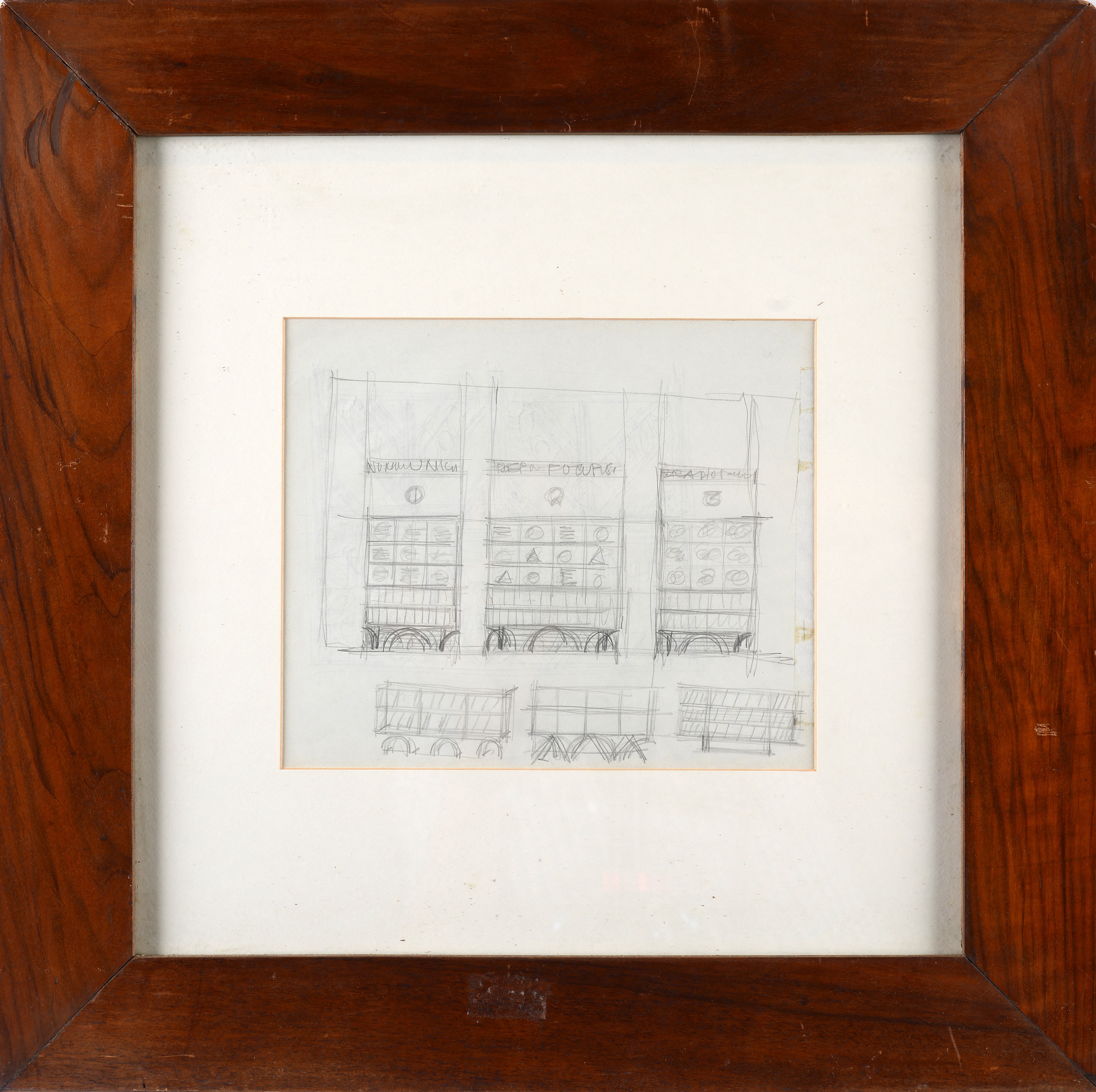 Idea preliminare per la sistemazione Museo Depero, 1956-1957 - Progetto per mobile con pannelli d...