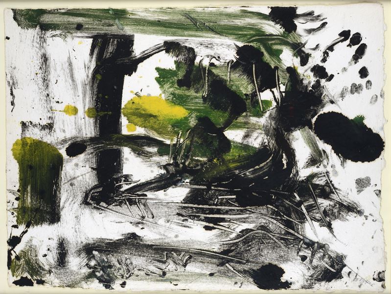 Emilio Vedova - Spazio opposto n. 14, olio su carta monotipo