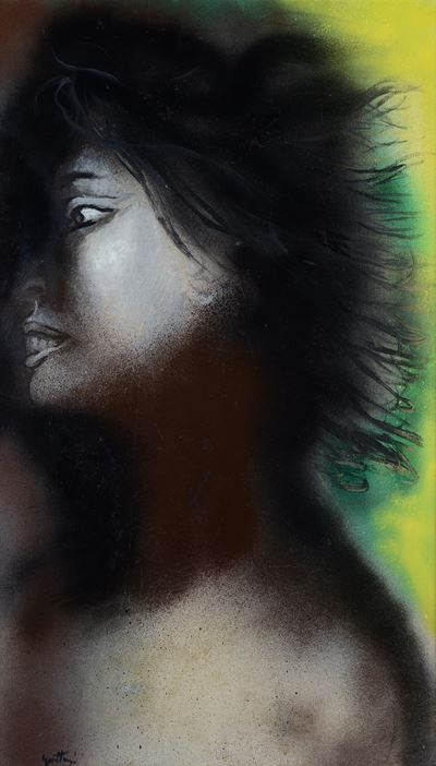 Ritratto di ragazza (1967, olio e nitro ad aerografo su carta intelata)