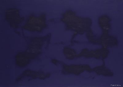 Cangiante in viola, olio su tela sabbiata