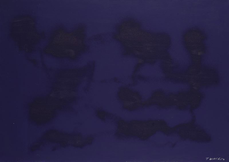 Giulio Turcato - Cangiante in viola, olio su tela sabbiata