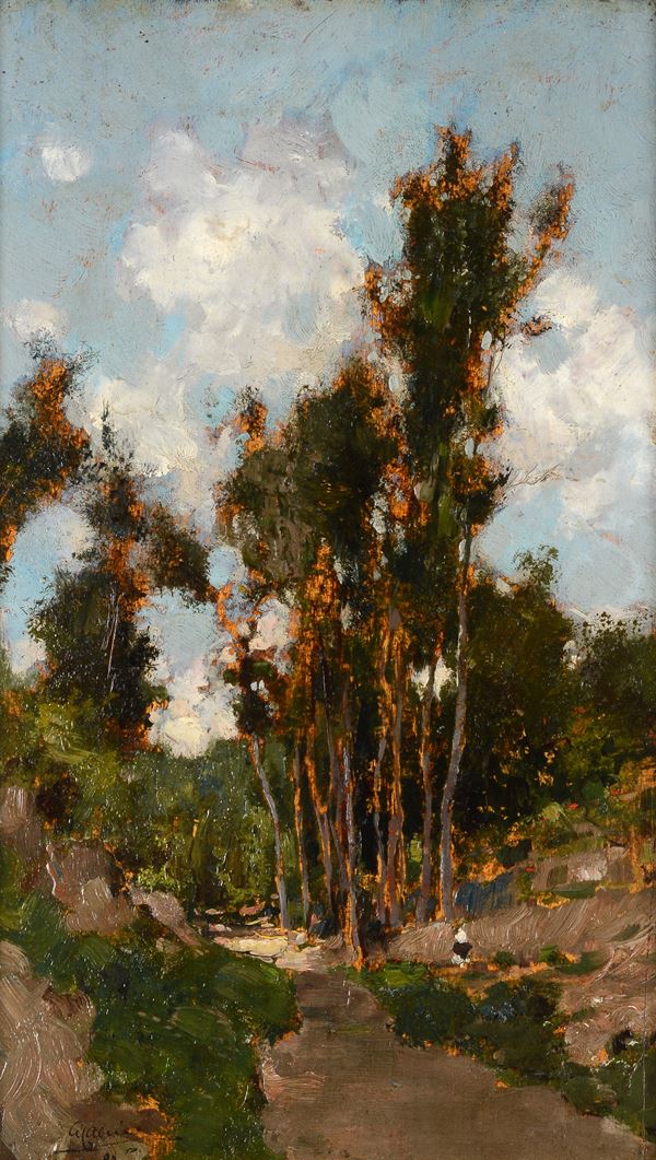 Giuseppe Casciaro - Paesaggio con alberi e figura