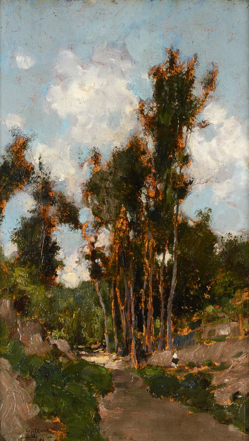 Giuseppe Casciaro - Paesaggio con Alberi e Figura