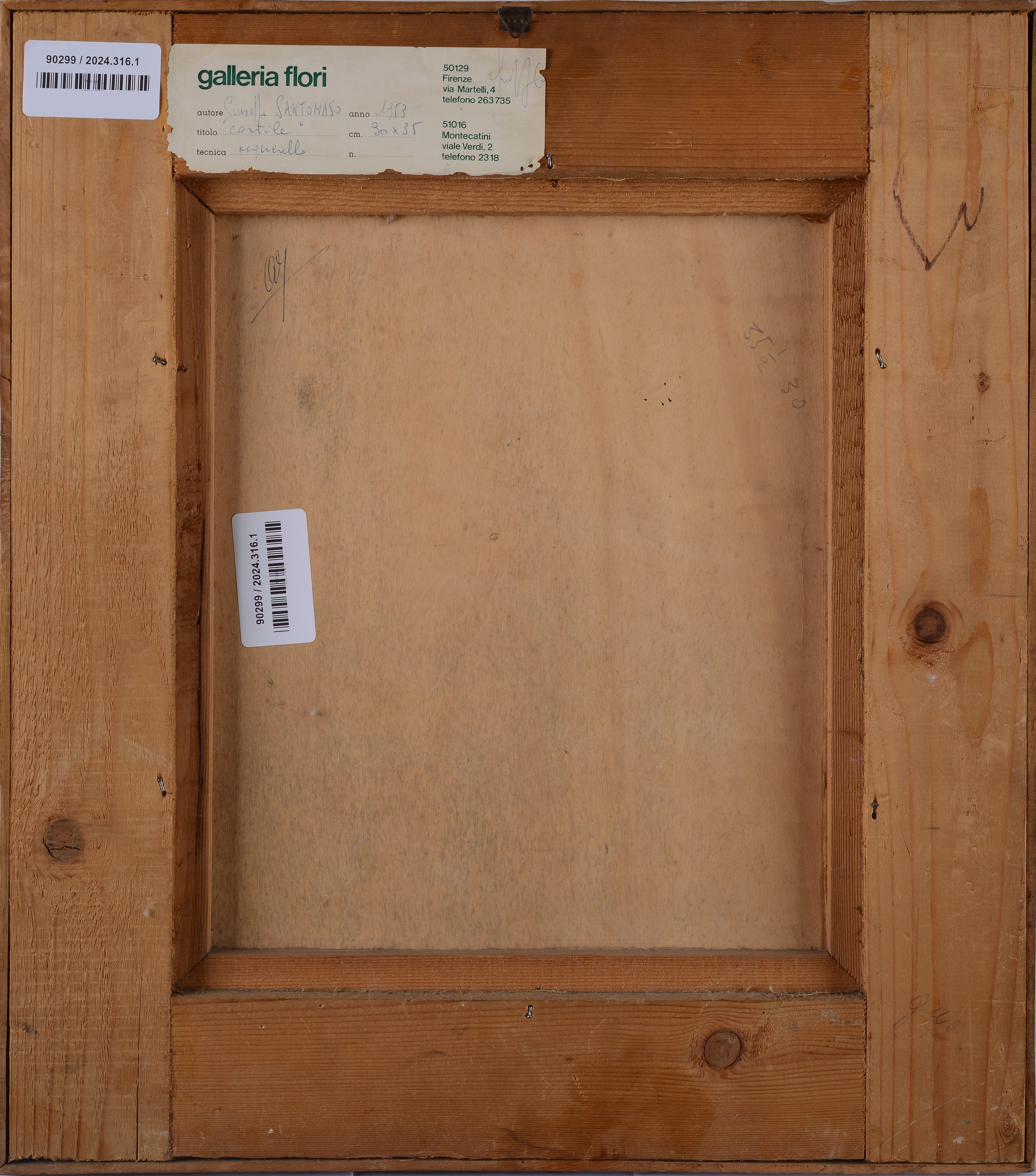 Giuseppe Santomaso - Cortile, acquerello su carta riportata su compensato