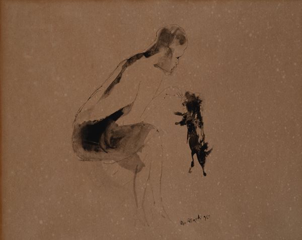 Ugo Attardi - Figure with dog