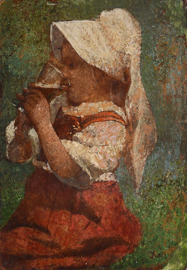 Scuola Francese, XIX sec. - Bambina che beve