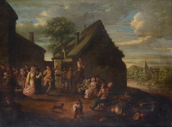Scuola Olandese, fine XVIII sec. - Festa paesana
