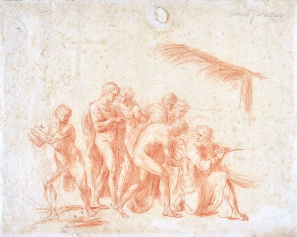 Anonimo, XVIII sec. : Natività   - Sanguigna su carta - Asta ANTIQUARIATO, AUTORI DEL XIX E XX SEC - Galleria Pananti Casa d'Aste