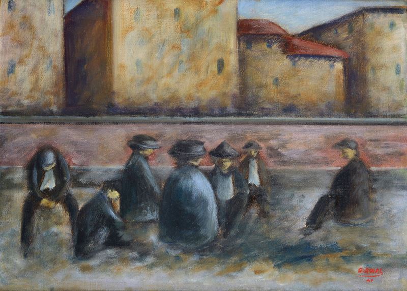 Ottone Rosai - Omini in Riva All'arno (omini in Riposo)
