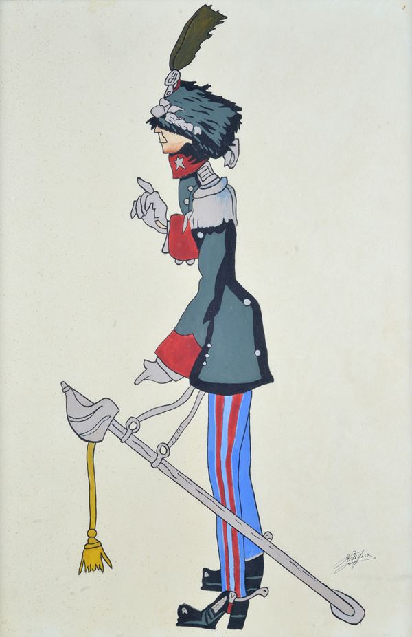 Anonimo, XX sec. - Caricature of a light cavalryman from Caserta