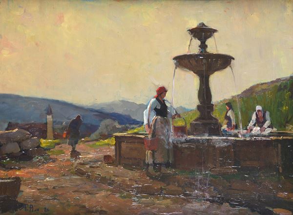 Alberto Pisa - Peasant at the fountain