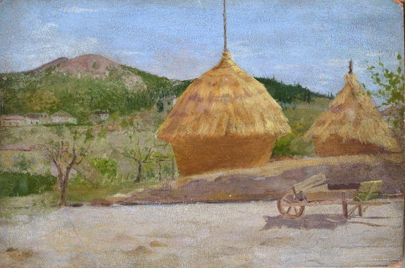 Paesaggio con covoni e carretto