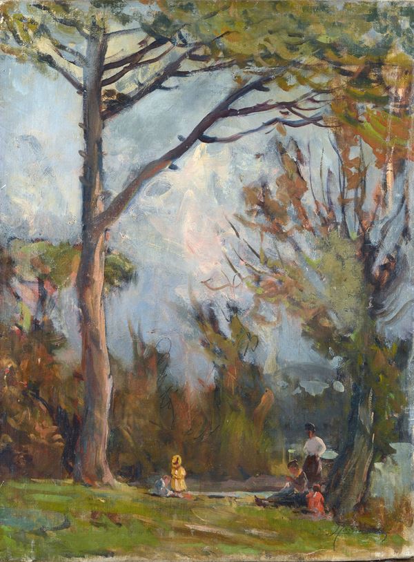 Ludovico Tommasi - Landscape with trees and figures