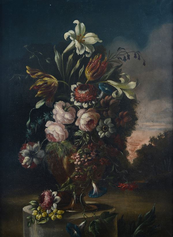 Anonimo, XVIII sec.,Anonimo, XVIII sec. - Vase with flowers