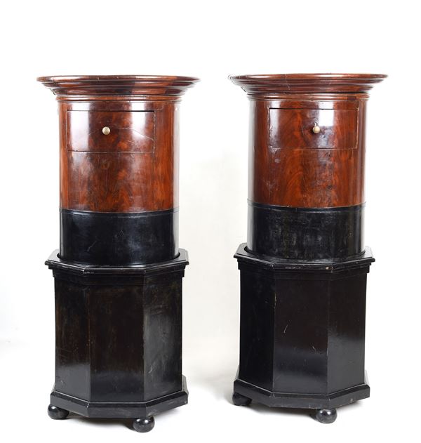 Pair of column bedside tables