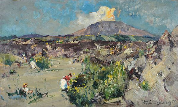Giuseppe Casciaro - Paesaggio con Vesuvio sullo sfondo
