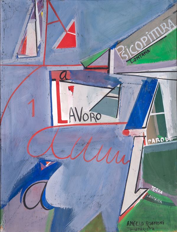 Angelo Rognoni : Psicopittura lavoro  (1916)  - Tempera su cartone - Auction MODERN AND CONTEMPORARY ART - Galleria Pananti Casa d'Aste