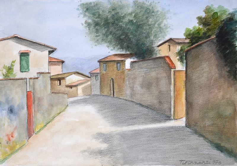 Strada con case