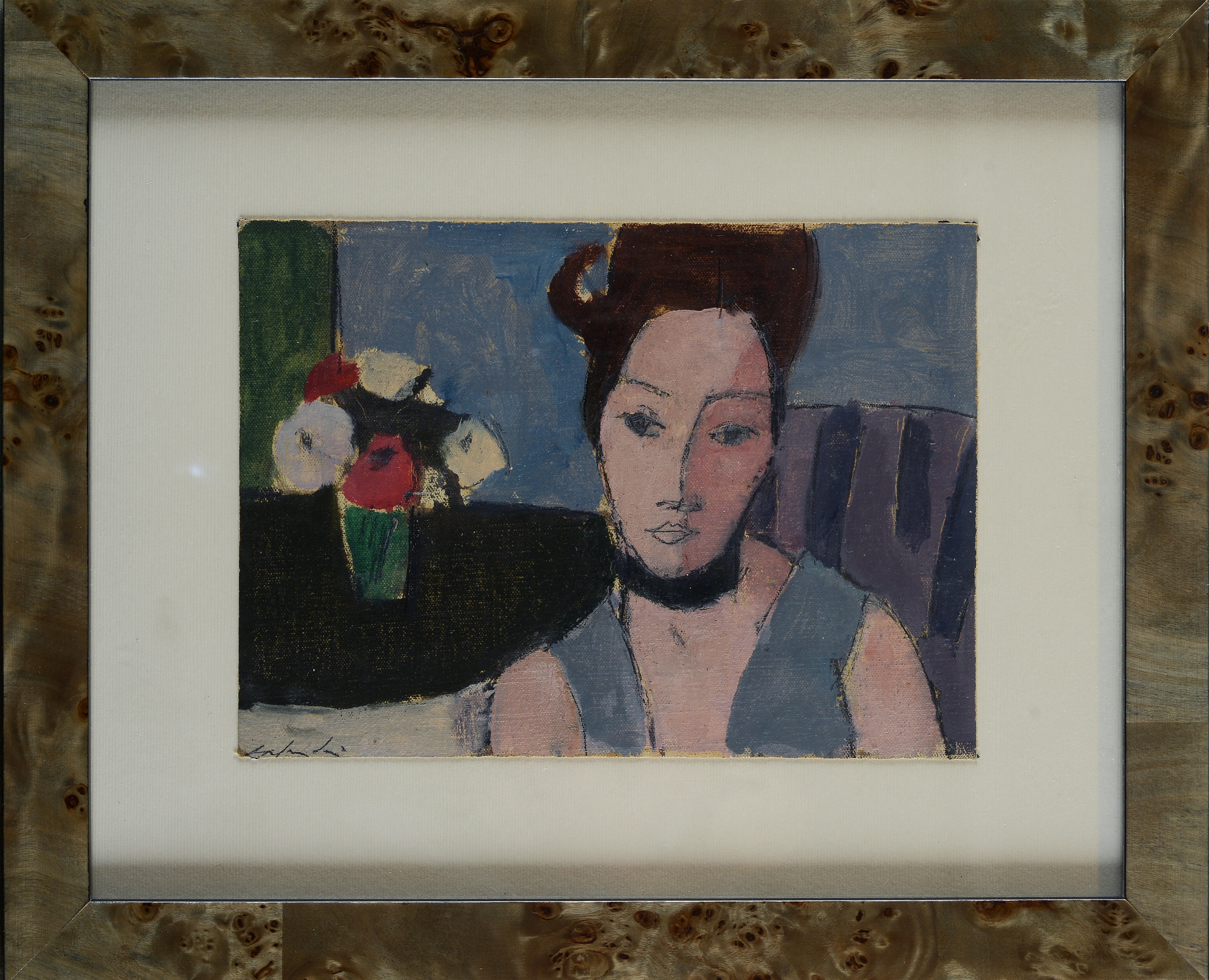 Ritratto di donna con vaso di fiori