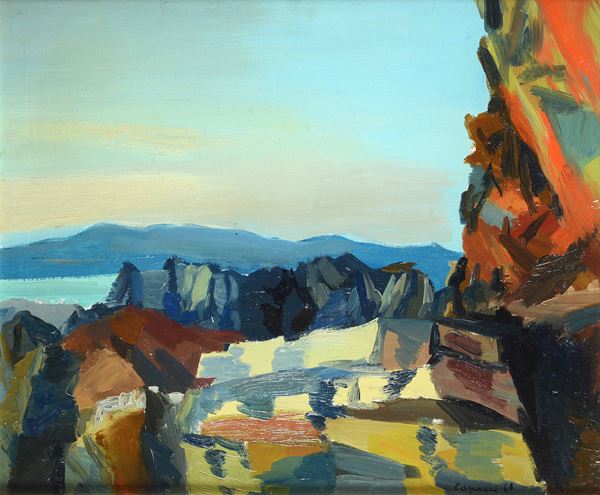 Dino Caponi - Paesaggio con scogliera