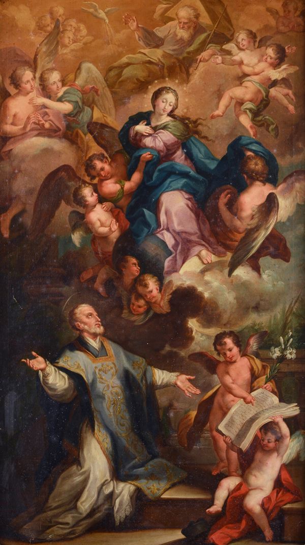 Ambito di Sebastiano Conca - La Vergine in Gloria appare a San Filippo Neri