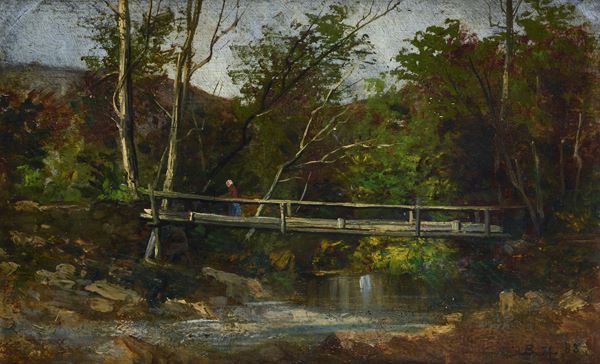 Attr. a Mos&#232; Bianchi - Paesaggio con ponte