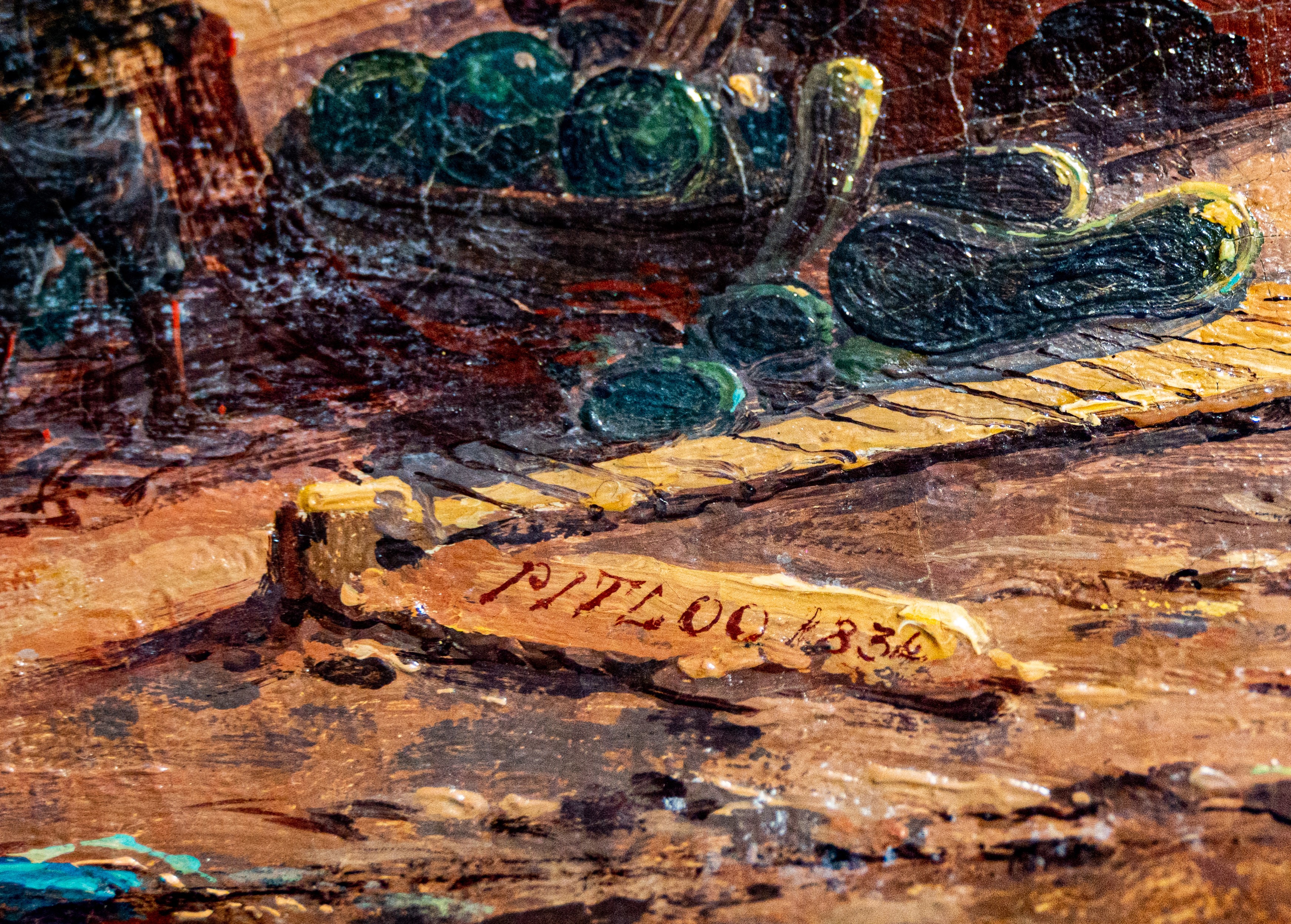 Marina con pescatori e Vesuvio sullo sfondo