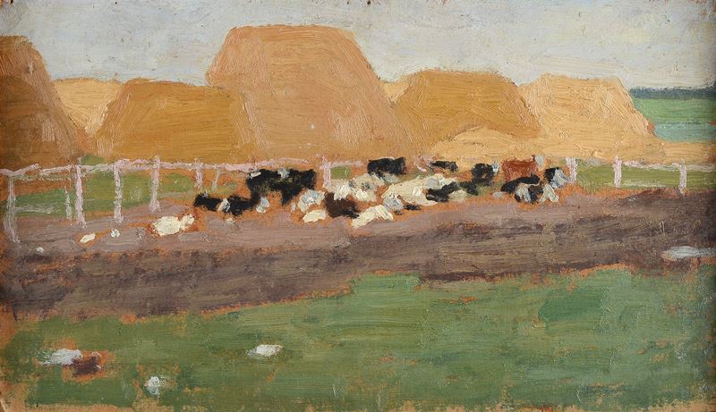 Timofey Kalashnikov - Paesaggio con Covoni e Gregge