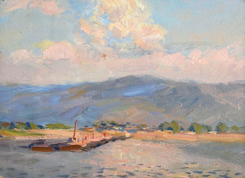 Anonimo, XX Sec. - Paesaggio al Tramonto