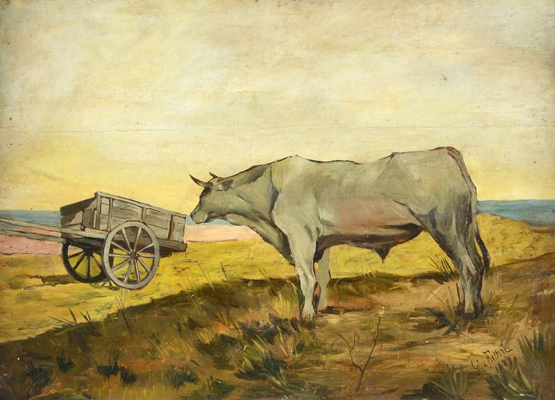 Giovanni Fattori - Carretto con Mucca