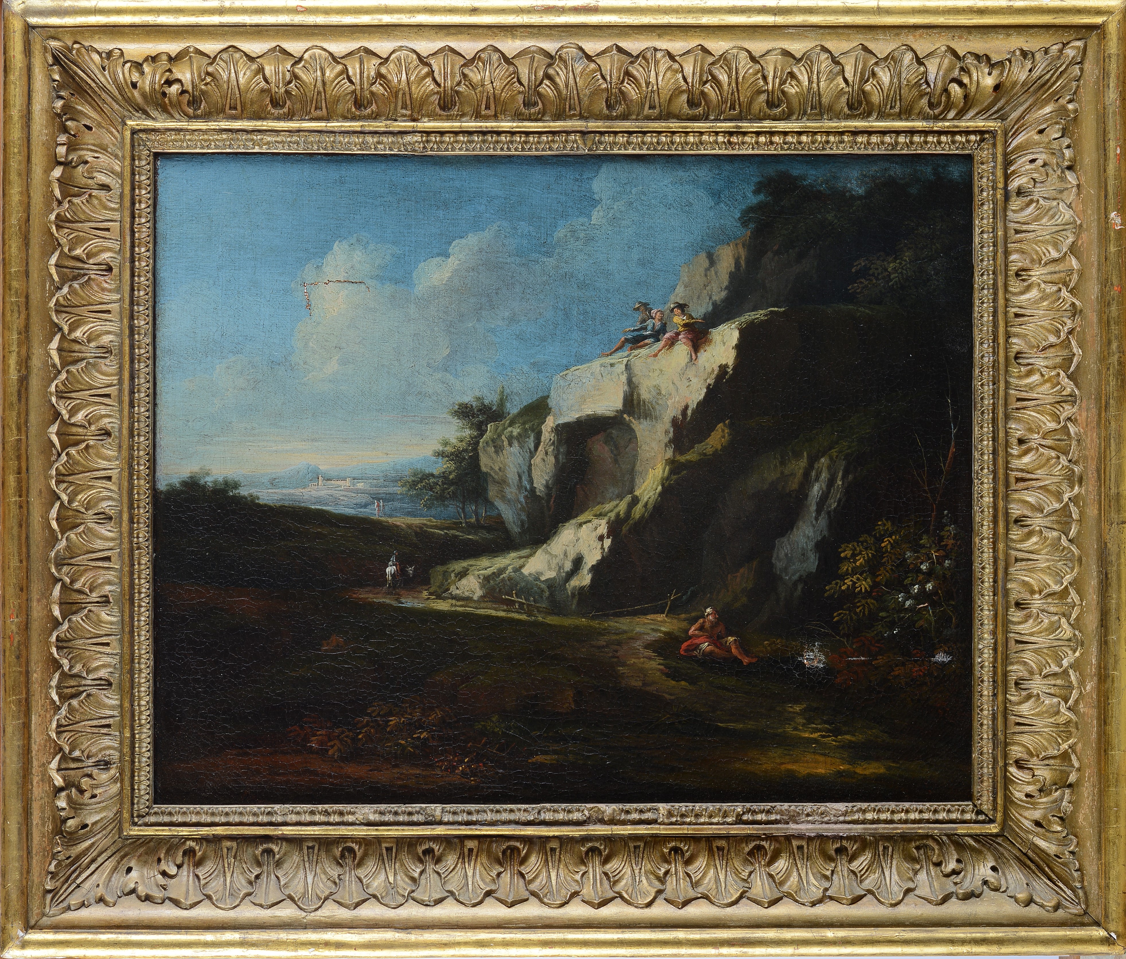 Coppia di paesaggi con figure