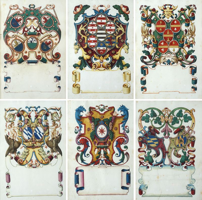 Serie di sei stemmi nobiliari