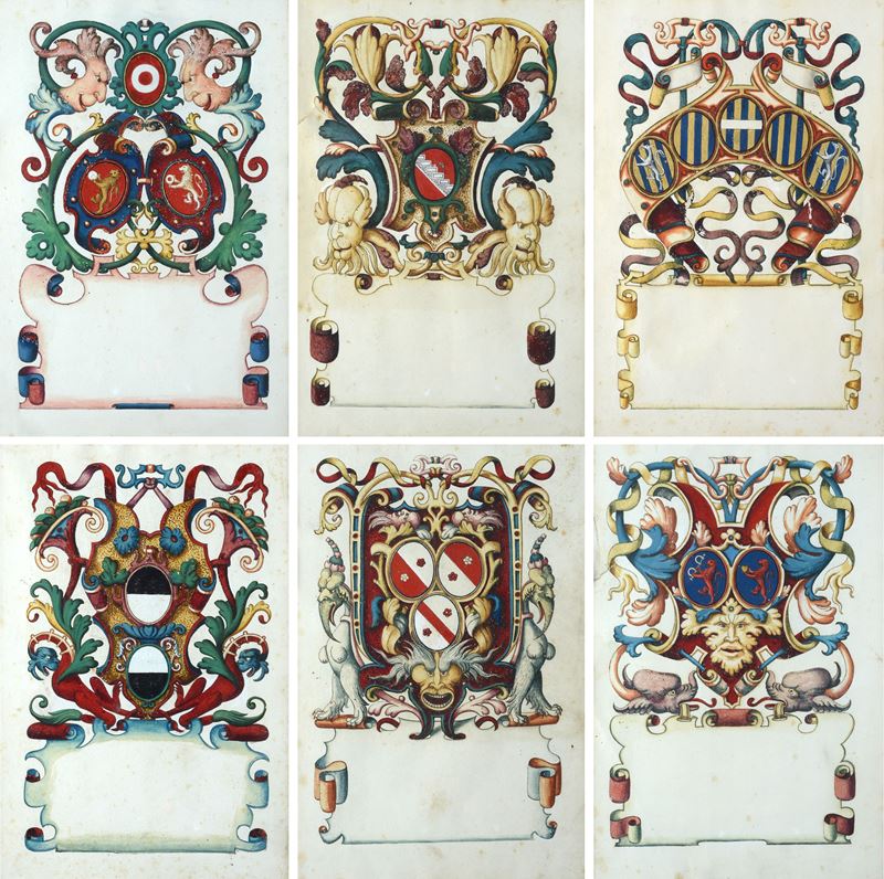 Serie di sei stemmi nobiliari